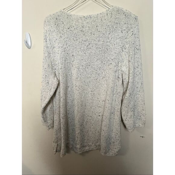 J Jill Tall Speckled Knit Sweater Cream Gray Size Large - Picture 4 of 4
